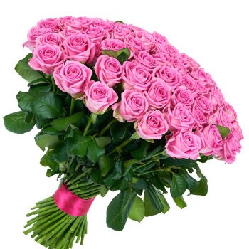 51 розовая роза "Арина". annetflowers.com.ua. Купить большой букет из розовых роз